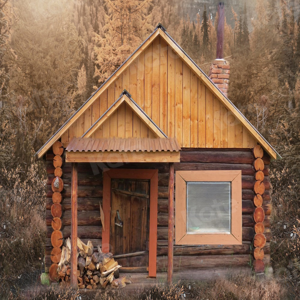 Kate写真撮影の森の中の小屋秋の背景