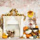 Kate秋かぼちゃハロウィーン感謝祭ひまわり白い暖炉の背景Emetselchデザイン