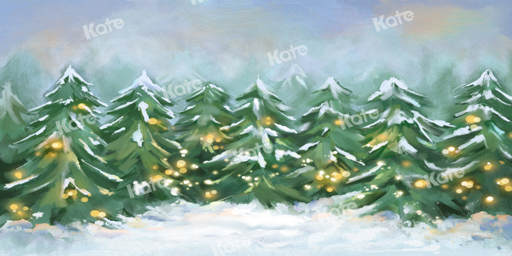 Kateクリスマス森林雪木の背景GQデザイン