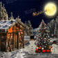 Kateクリスマスの夜空雪だるまサンタクロース月の背景