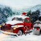 Kate冬雪森林赤いトラック雪だるまクリスマスの背景