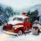 Kate冬雪森林赤いトラック雪だるまクリスマスの背景