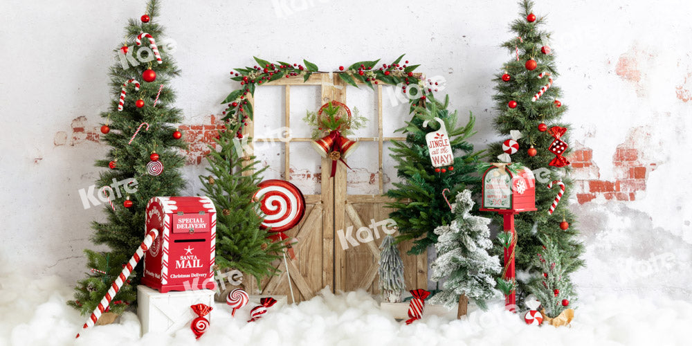 Kateクリスマスツリーメールボックス雪キャンディーの背景Emetselchデザイン
