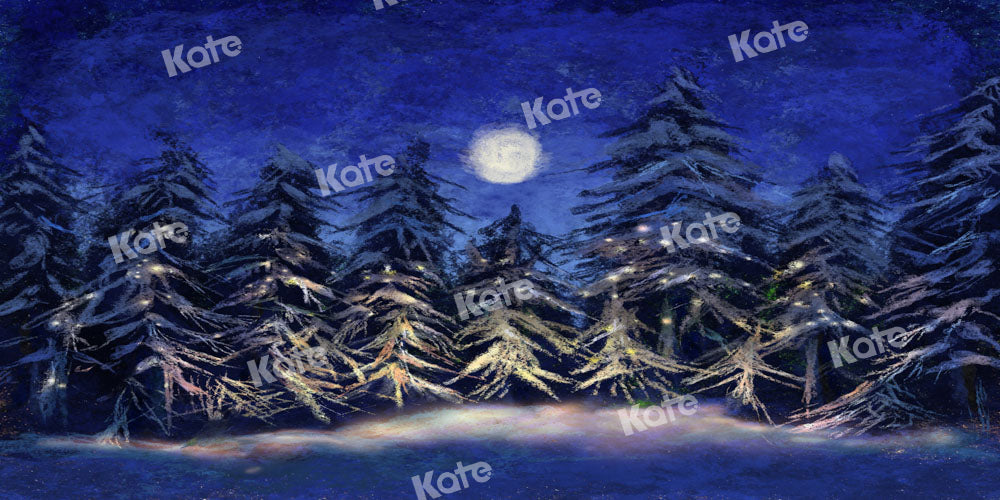 Kateクリスマスの背景の森の夜の月Chainデザイン