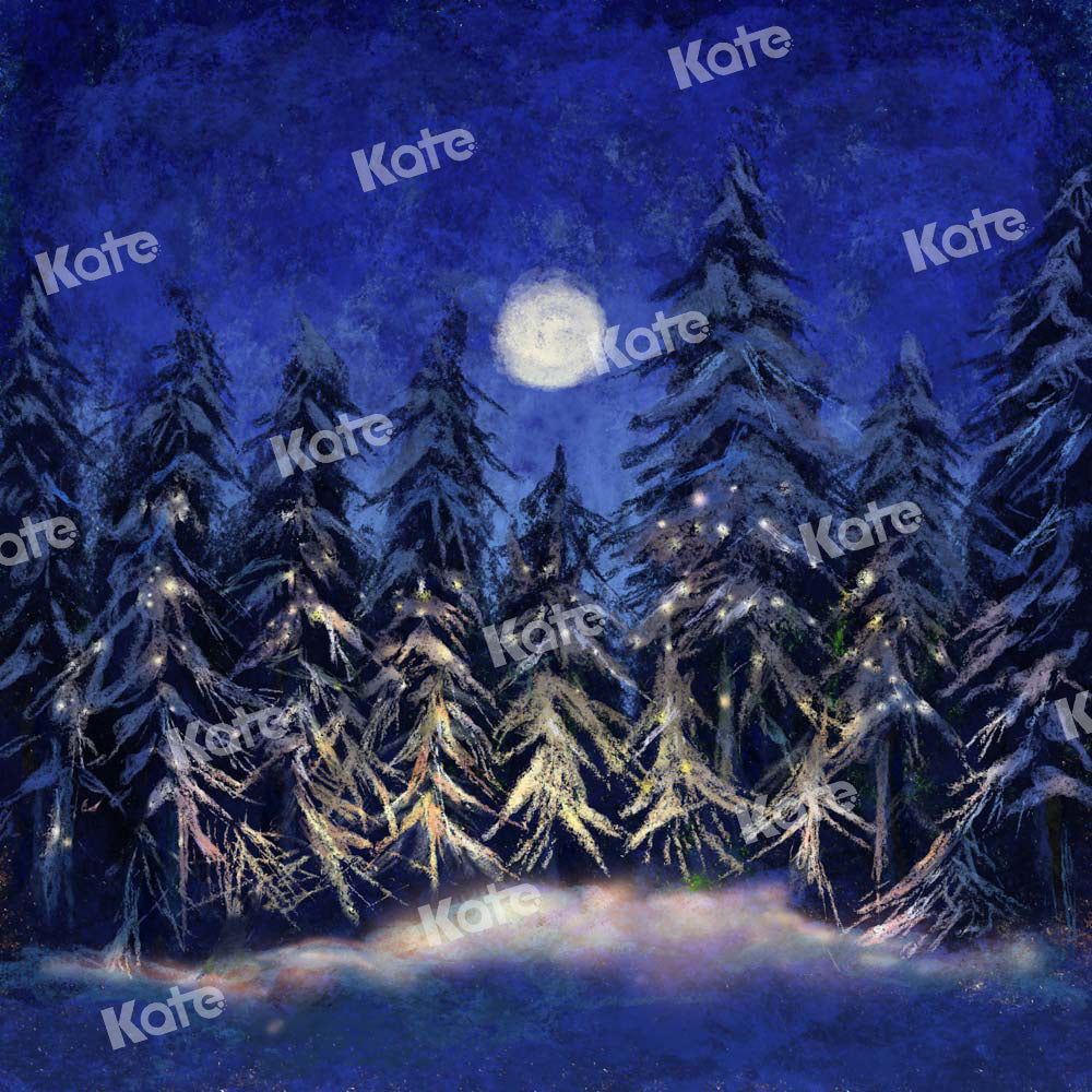 Kateクリスマスの背景の森の夜の月Chainデザイン