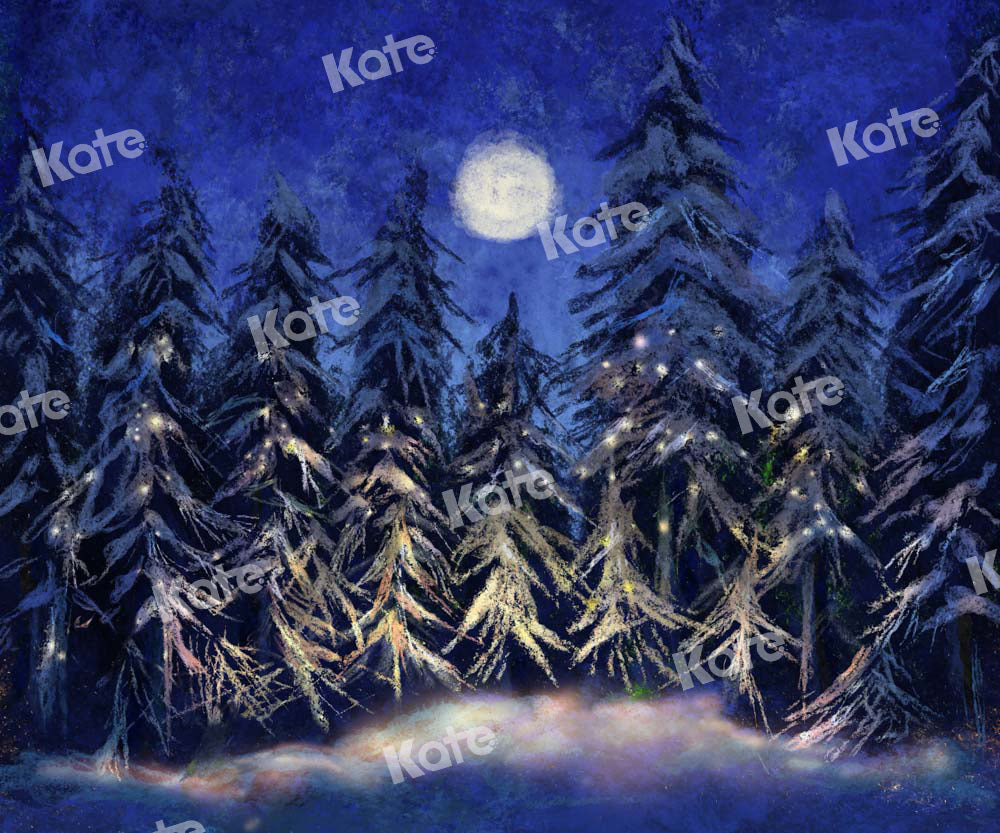 Kateクリスマスの背景の森の夜の月Chainデザイン