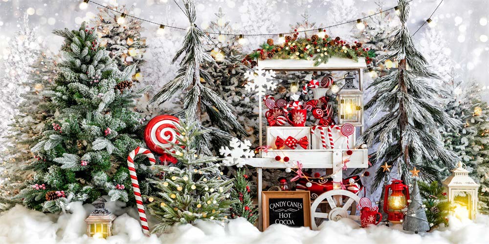 Kateクリスマスの背景ホットココア屋外雪Chainデザイン