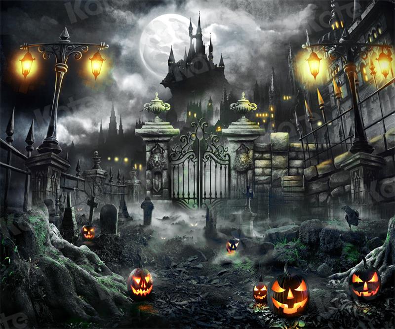 Kate写真のためのハロウィーンバックドロップナイトゲート城