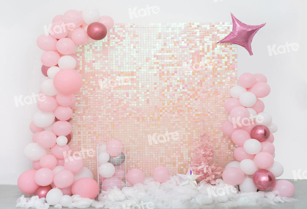 Kate誕生日の背景ピンクのパーティーバルーンシャイニーEmetselchデザイン