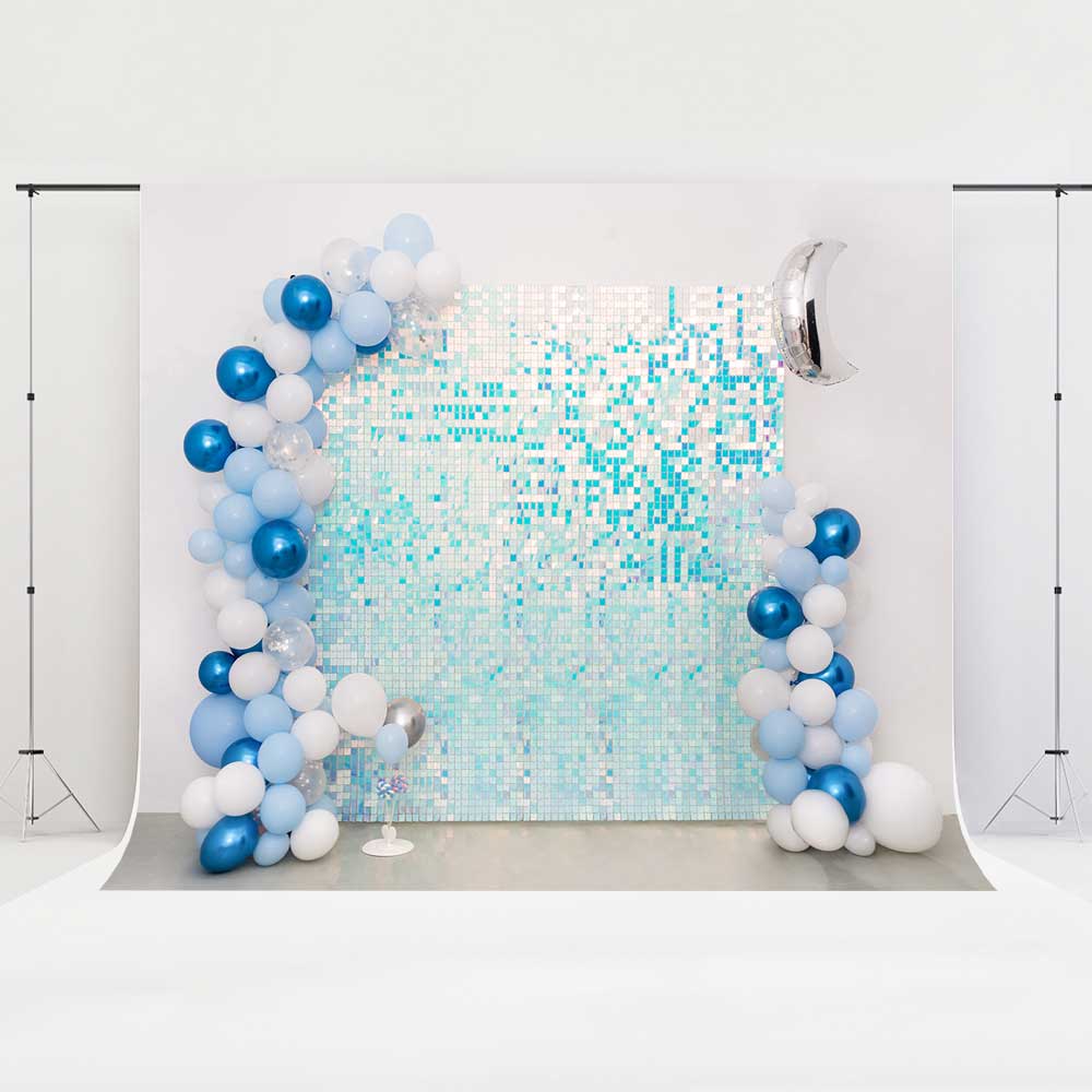 Kate誕生日の背景青いパーティーバルーンシャイニーEmetselchデザイン