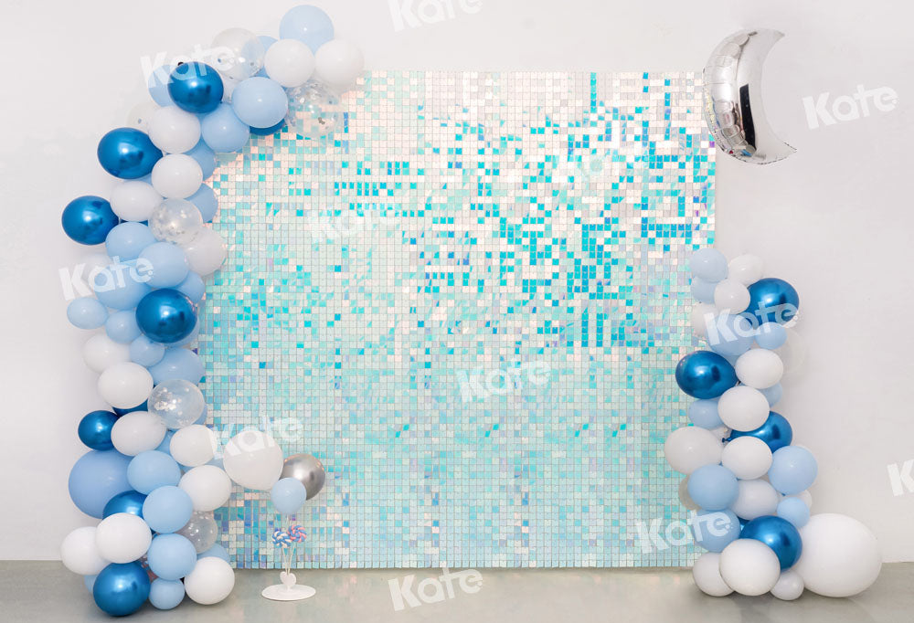 Kate誕生日の背景青いパーティーバルーンシャイニーEmetselchデザイン