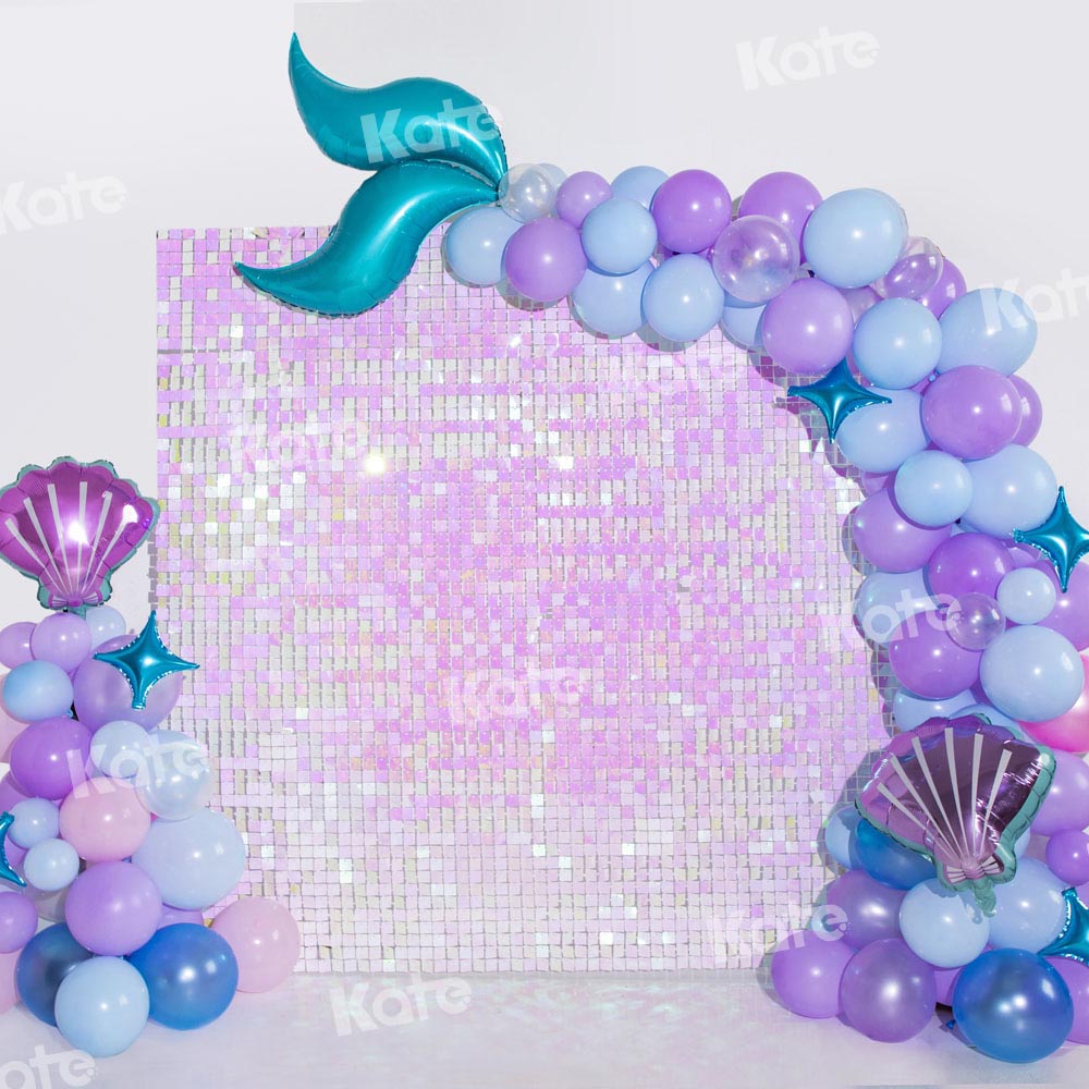 Kate紫の人魚の風船の背景光沢のある誕生日Emetselchデザイン