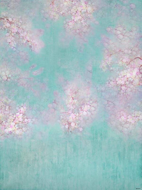 Kate 緑の春の花と雲の背景布 写真撮影用