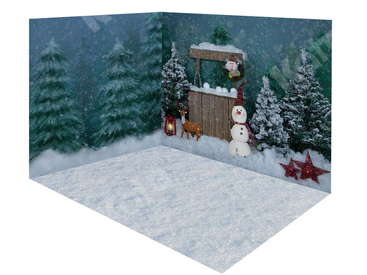 Kate クリスマスルームセット雪だるまの森の背景 設計されたEmetselch