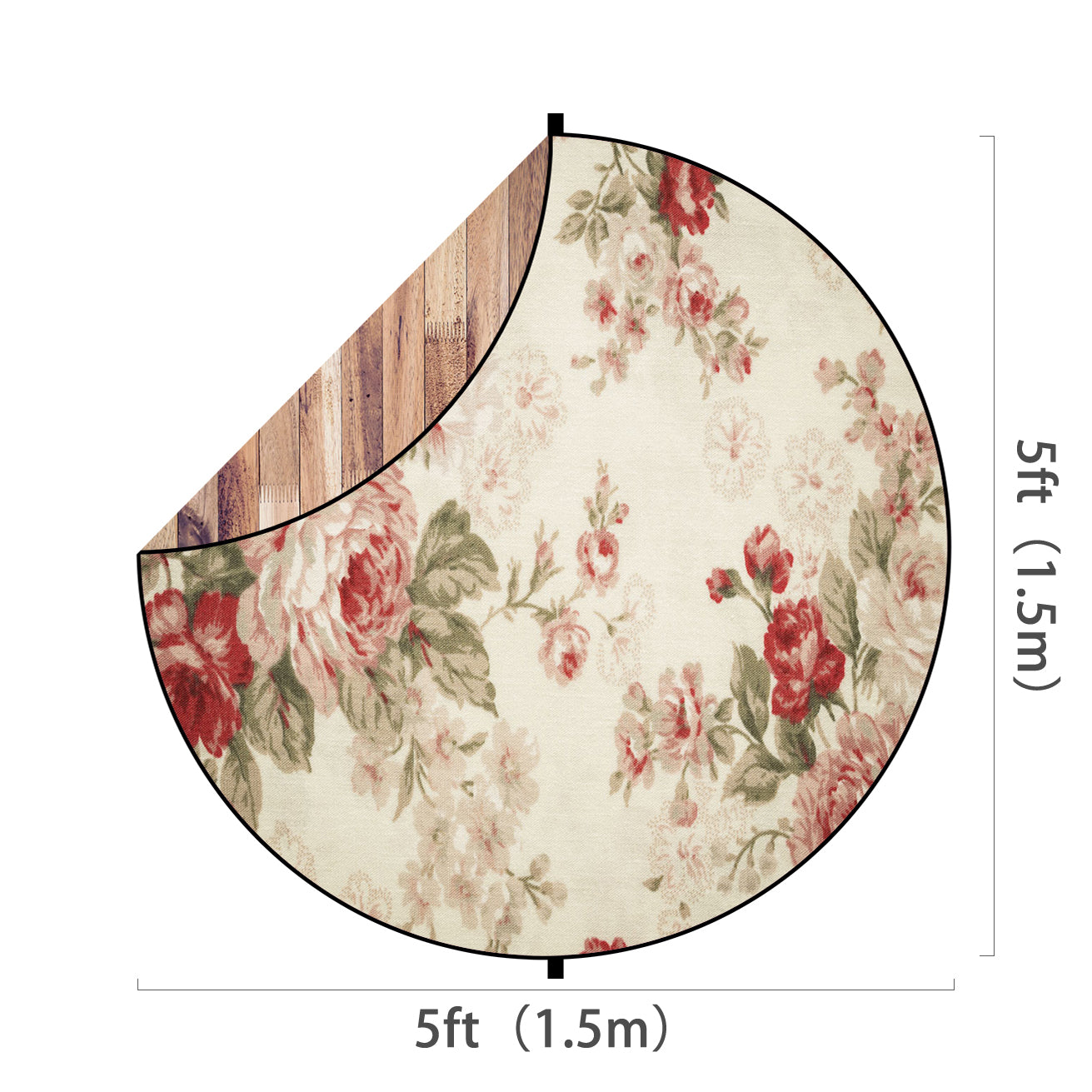 Kate 豪華な花と木目調の抽象的な折りたたみ背景写真5X5ft（1.5x1.5m）