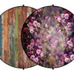 在庫あり：Kate ピンクの花とカラフルな木の板の抽象的な折りたたみ背景写真5X5ft（1.5x1.5m）