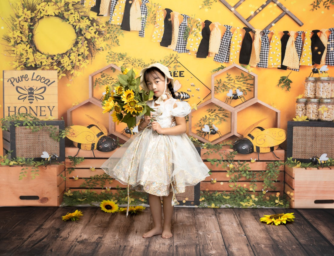 Kate 写真のための蜂の夏のケーキスマッシュ蜂蜜の背景Emetselch設計
