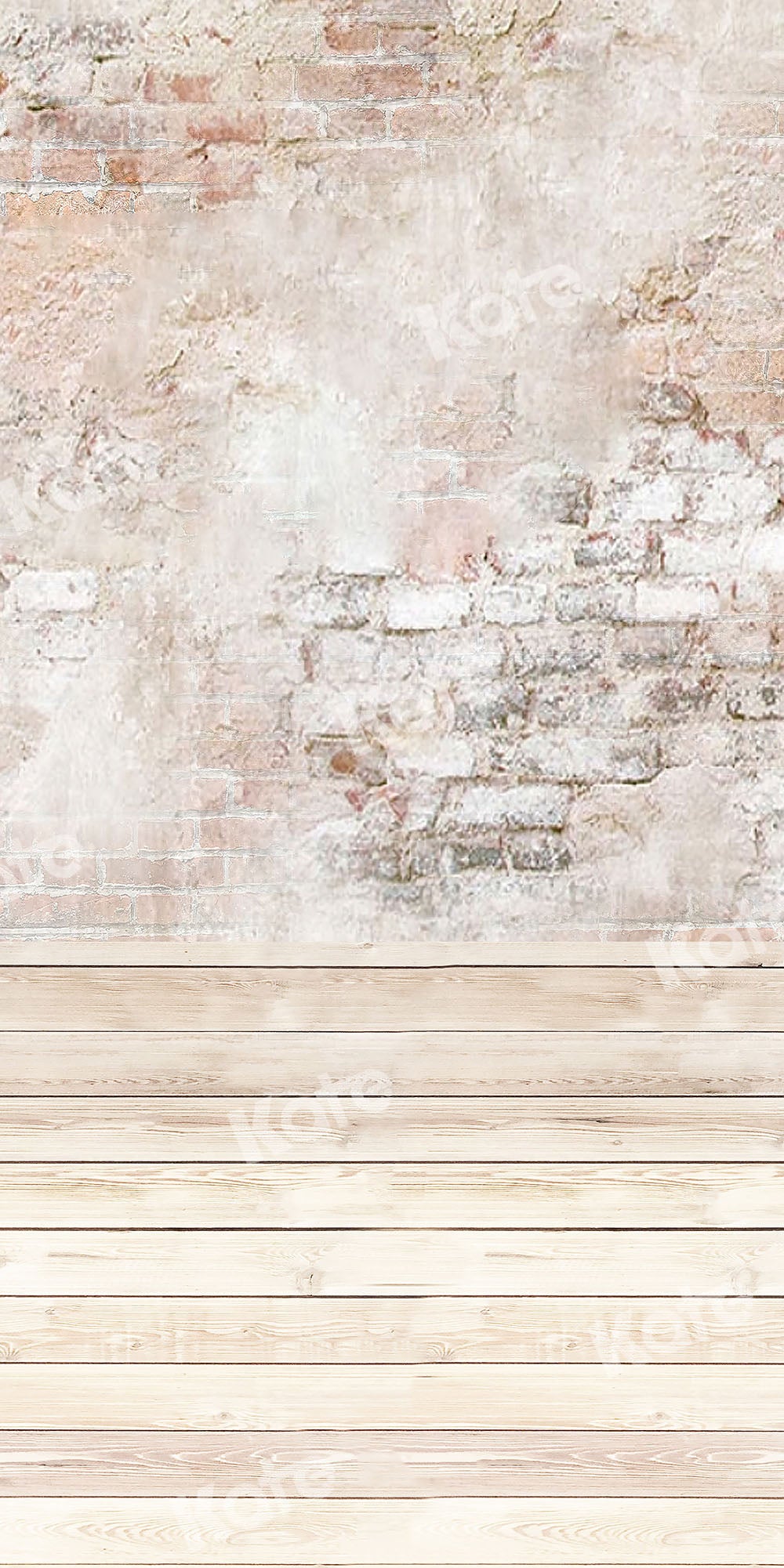 Kate 写真の背景の古いレンガの壁の木製の床を掃除します