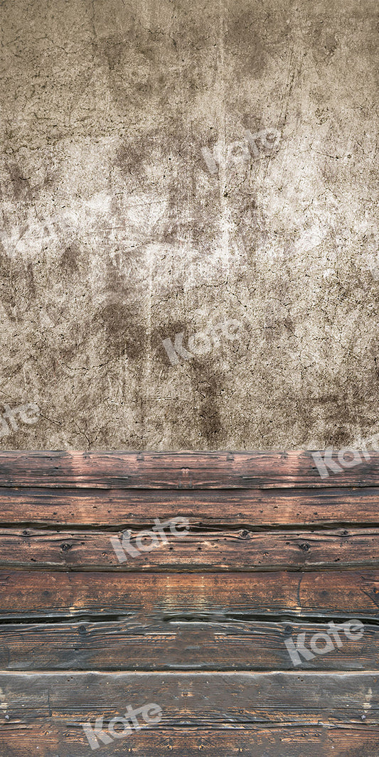 Kate 写真の古いセメント壁の木製の床の背景設定