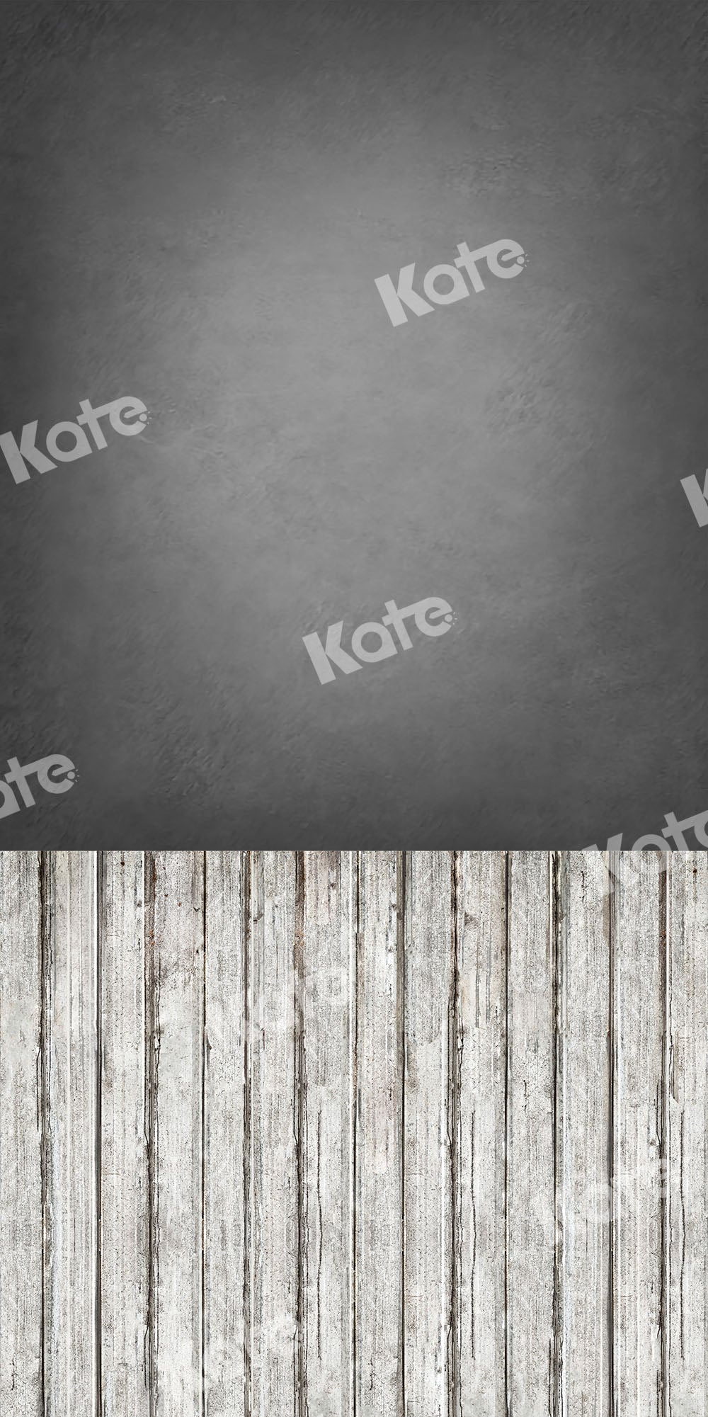 Kate 木製マットの床の背景セットと抽象的な灰色の壁