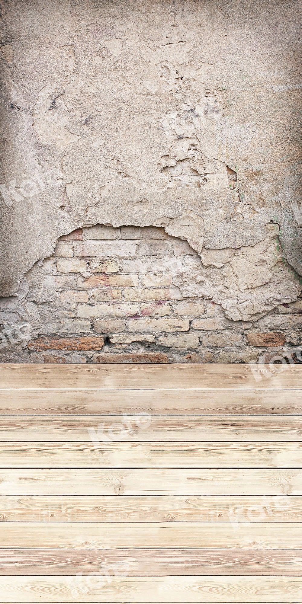 Kate 木製のフローリングマットの写真撮影の背景のセットを持つヴィンテージの壁