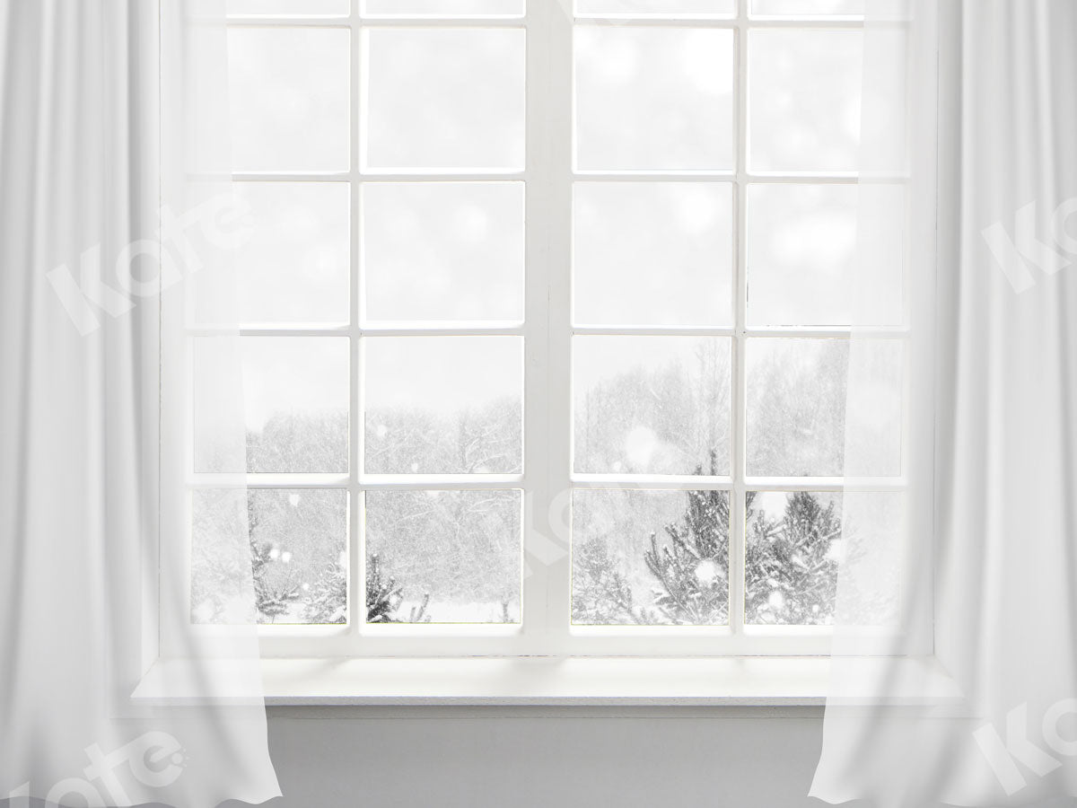 Kate 冬/クリスマスの背景の白い窓
