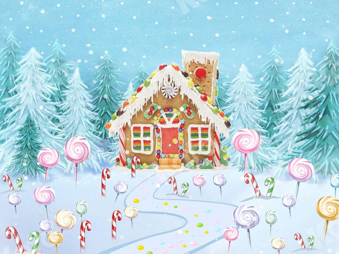 Kate クリスマスキャンディジンジャーブレッドハウスの背景JS写真