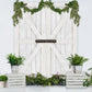 Kate春/イースターの白い納屋のドアの背景布 のデザインです JS Photography