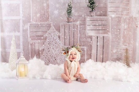 Kate 写真の白い木製ケースクリスマス背景