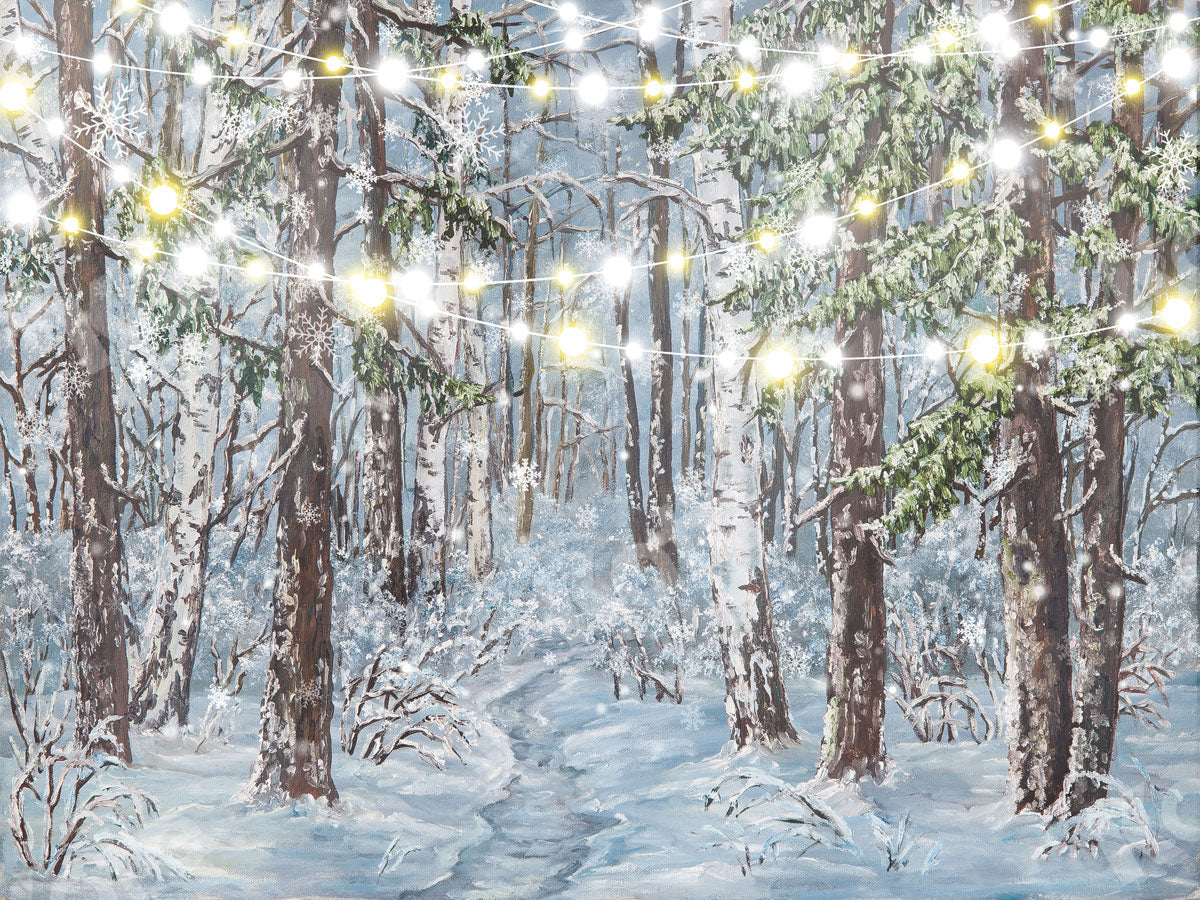 Kate 写真撮影のためのライトの背景とクリスマス冬の雪の木