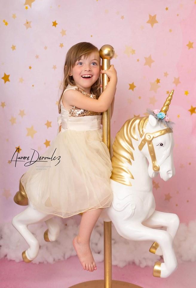 Kate子供の写真撮影のためのゴールデンスターピンクの誕生日の背景JFCCデザイン