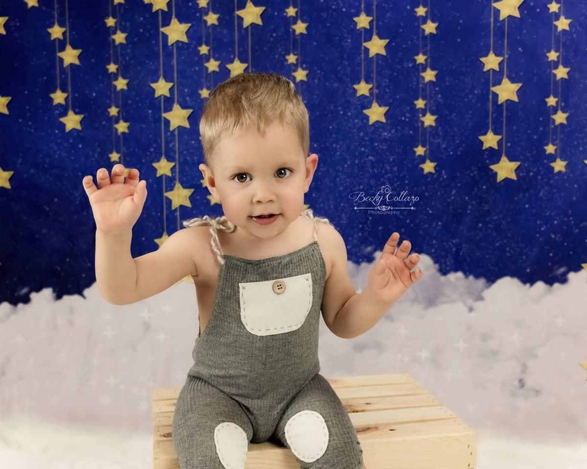 Kate輝く星と雲と夜空写真撮影のための子供の背景JFCCデザイン