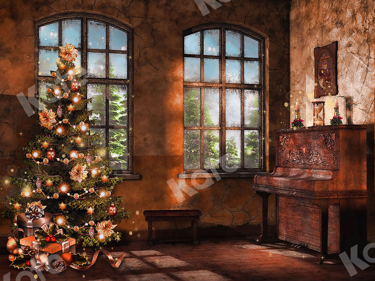 Kate レトロなリビングルームのクリスマスツリーの背景色