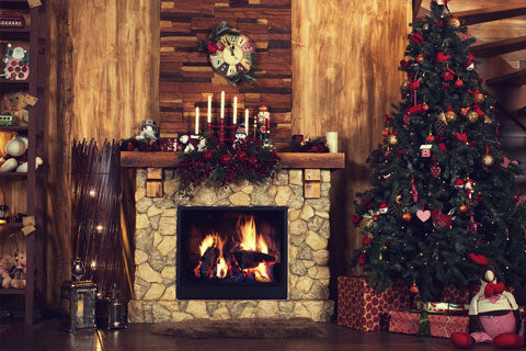 Kate レトロな暖炉のクリスマスツリーの背景
