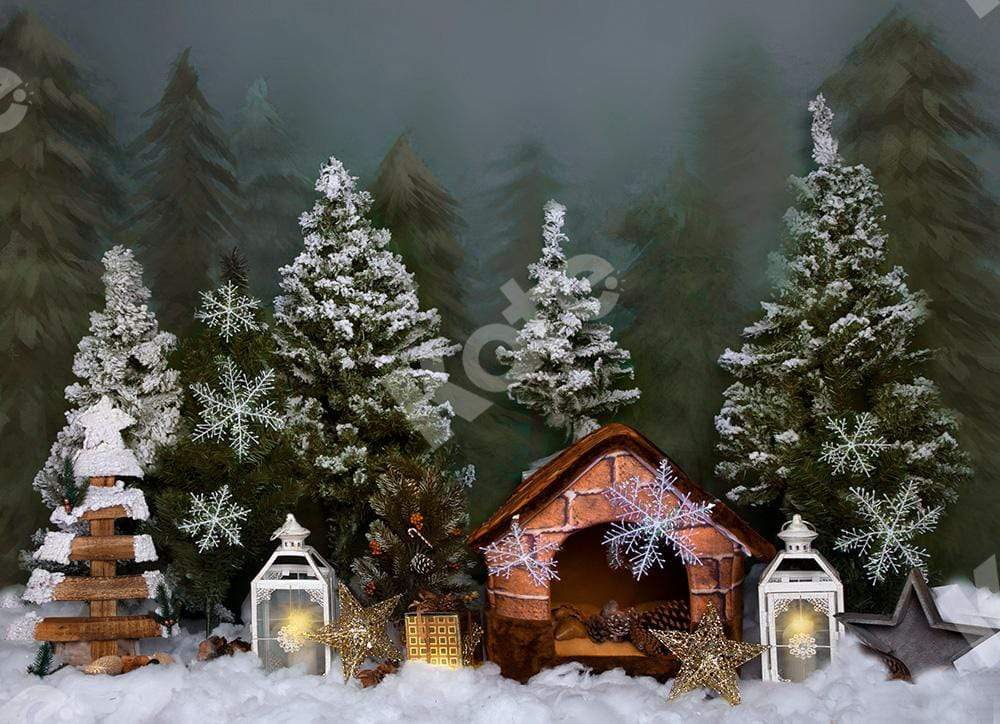 Kate クリスマスの背景雪の森Jia Chan設計