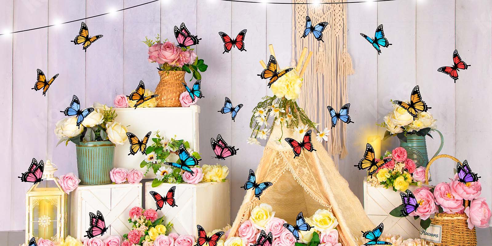 Kate 春の花のテントの蝶の背景
