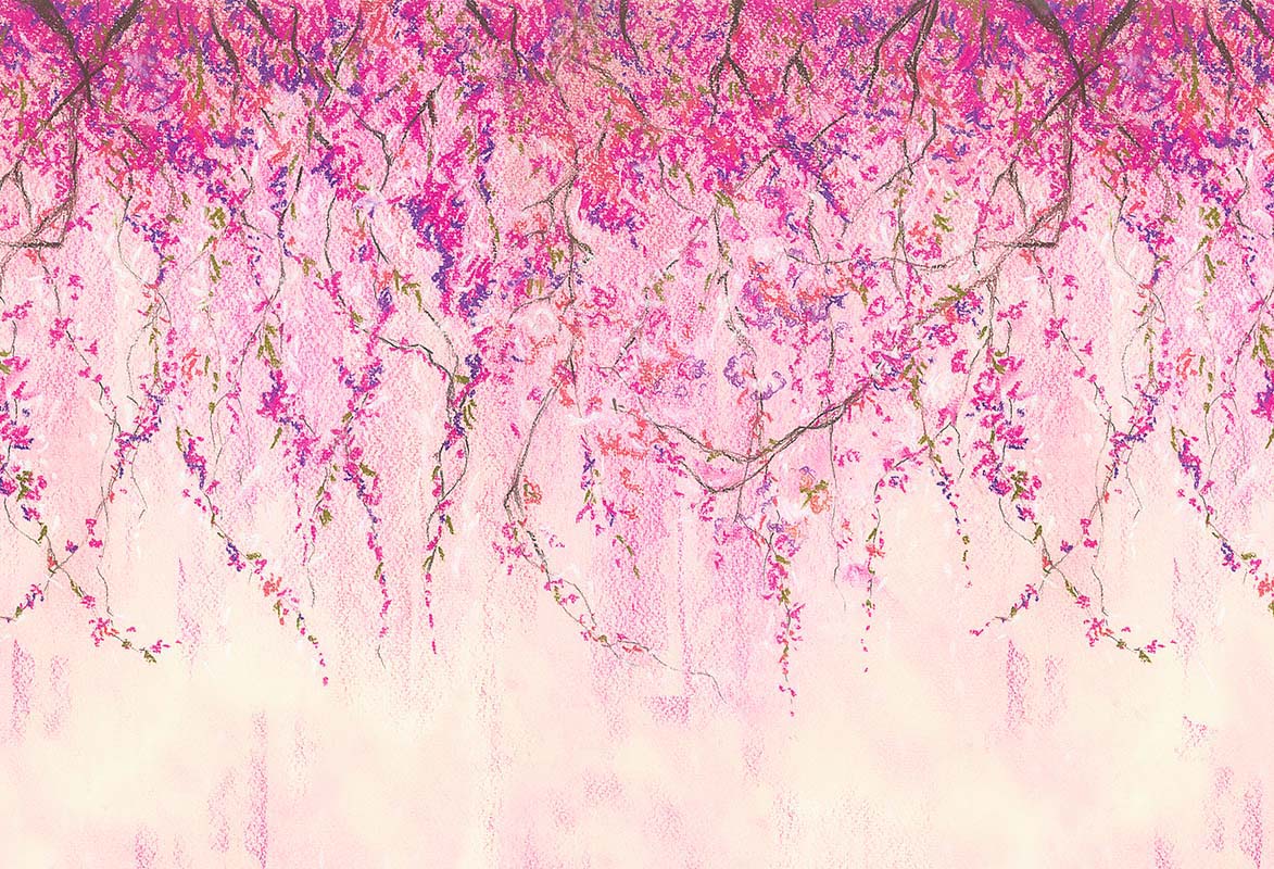 Kate 春のピンクの花ファインアートバイオレットの背景