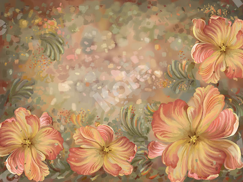 Kate レトロな茶色の花の夢のような花の背景 のデザインですJFCC