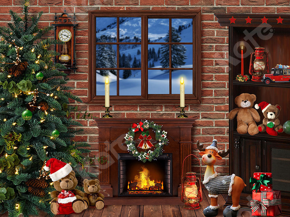 Kate 暖炉の木がクリスマスの背景設計された Emetselch