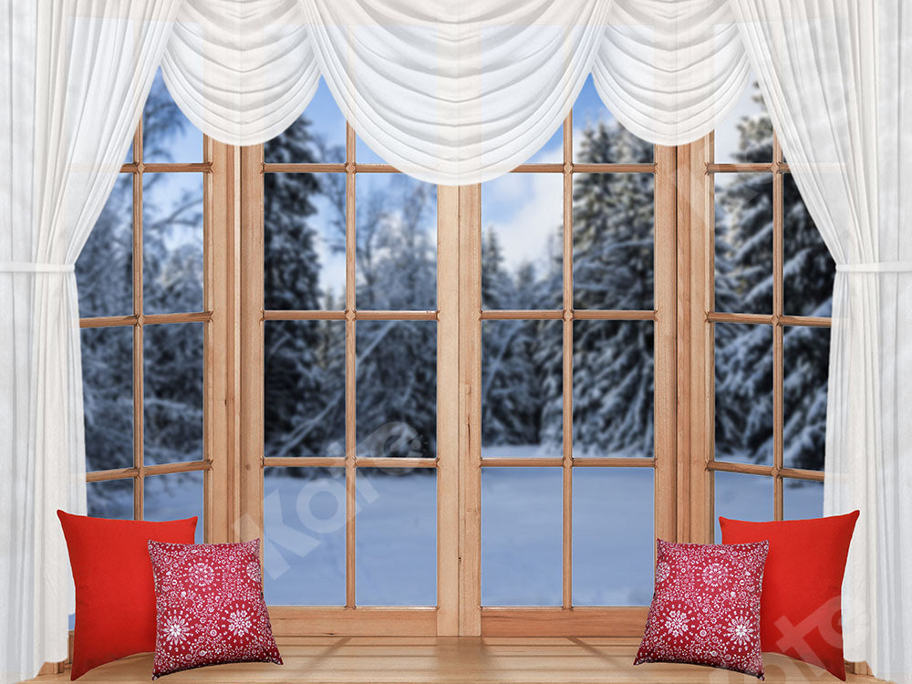 Kate 冬の雪の窓の写真撮影の背景設計された Chain
