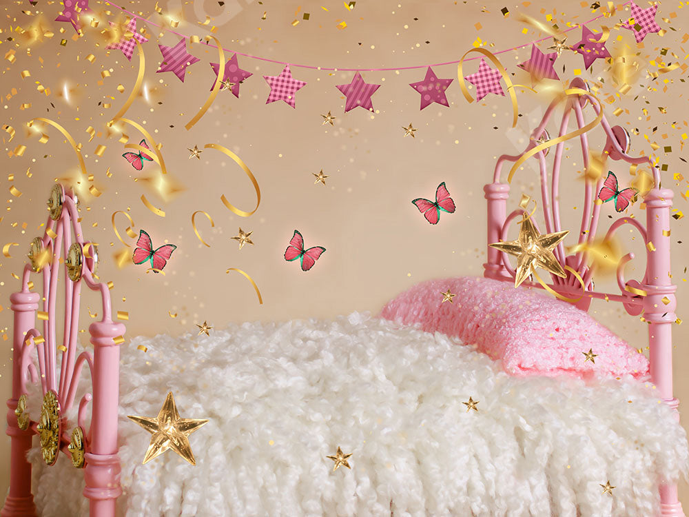 Kate ピンクのベッドと女の子の誕生日写真の背景 によって設計された Emetselch