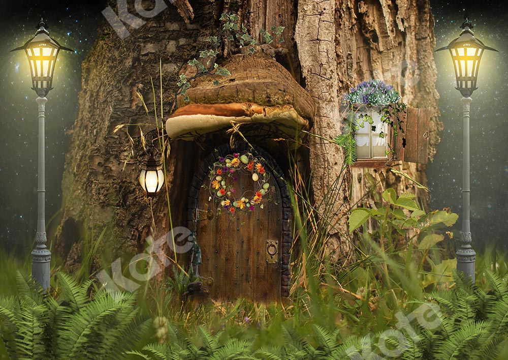 Kate写真のための森の小屋の子供たちの背景によって設計された  Chain Photography