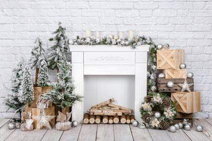 Kate クリスマスのレンガの暖炉の背景設計された Emetselch