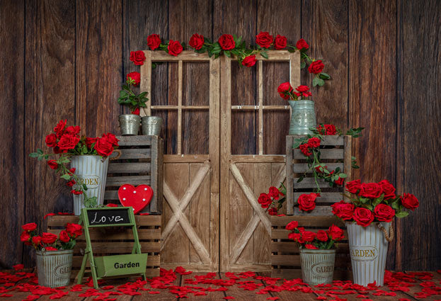 Kate バレンタインデーのローズウッドのドアの背景