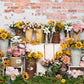 Kate 春の花屋ひまわりレンガの壁の背景によって設計された Emetselch