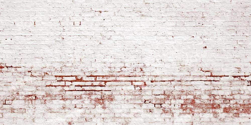 kateレトロな苦しめられたレンガの白い壁の背景