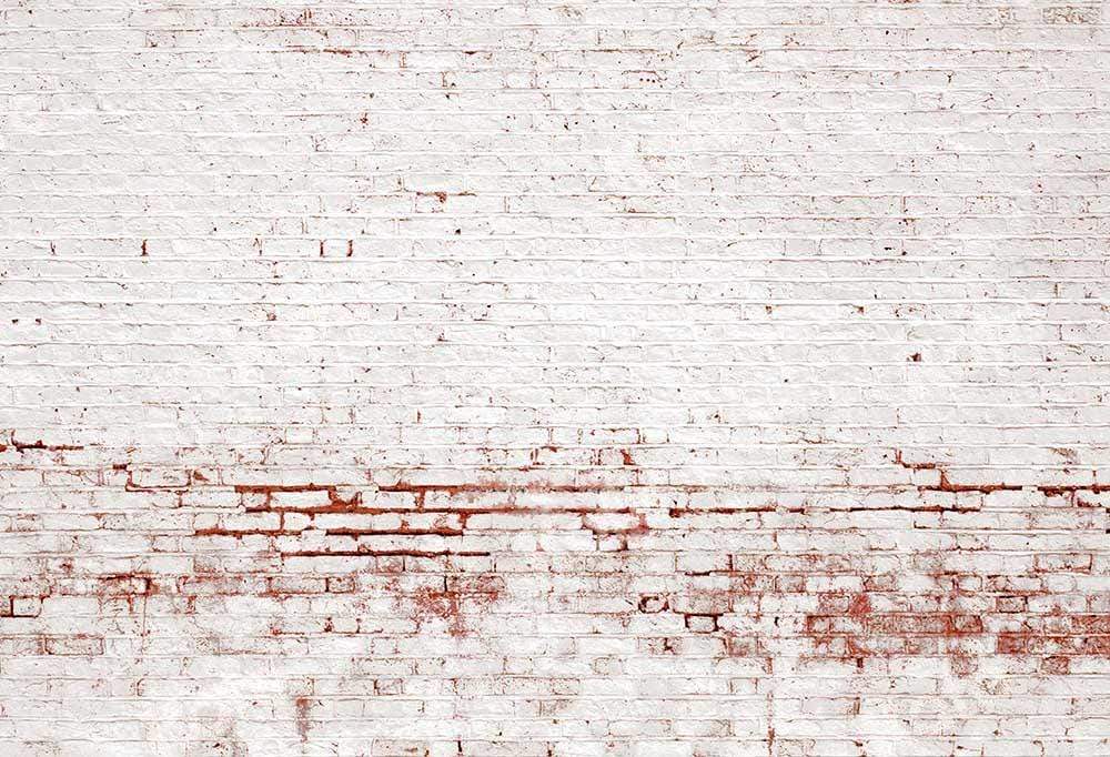 kateレトロな苦しめられたレンガの白い壁の背景