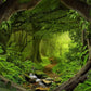 Kate 緑の木々とクリークの森春の背景布