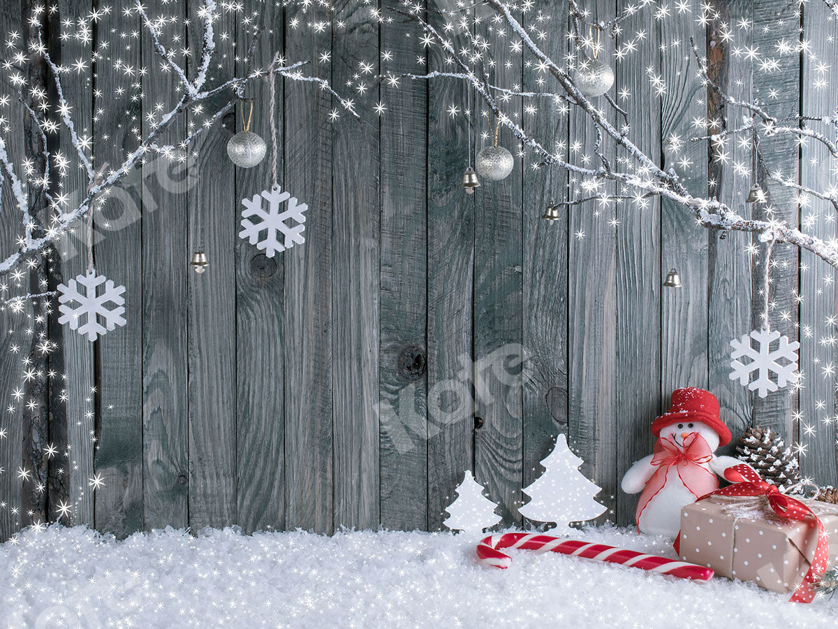 Kate 冬の雪だるまクリスマスウッドの背景