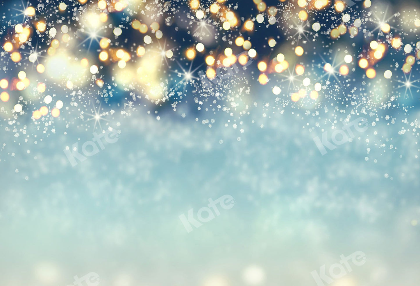 kateボケ雪を彩るクリスマスブルーフラッシュ冬の背景撮影